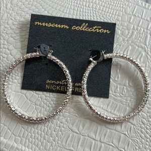 New 2” Museum Collection Nickel-Free Silver-Tone Hoop Earrings Exquisite design